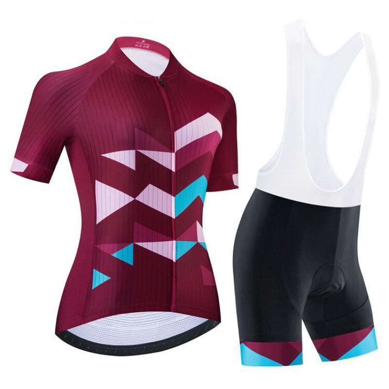 Womens Cycling Jersey Bib Shorts Set Short Sleeve Road Bike Outfit Breathable Quick Dry Performance Wear