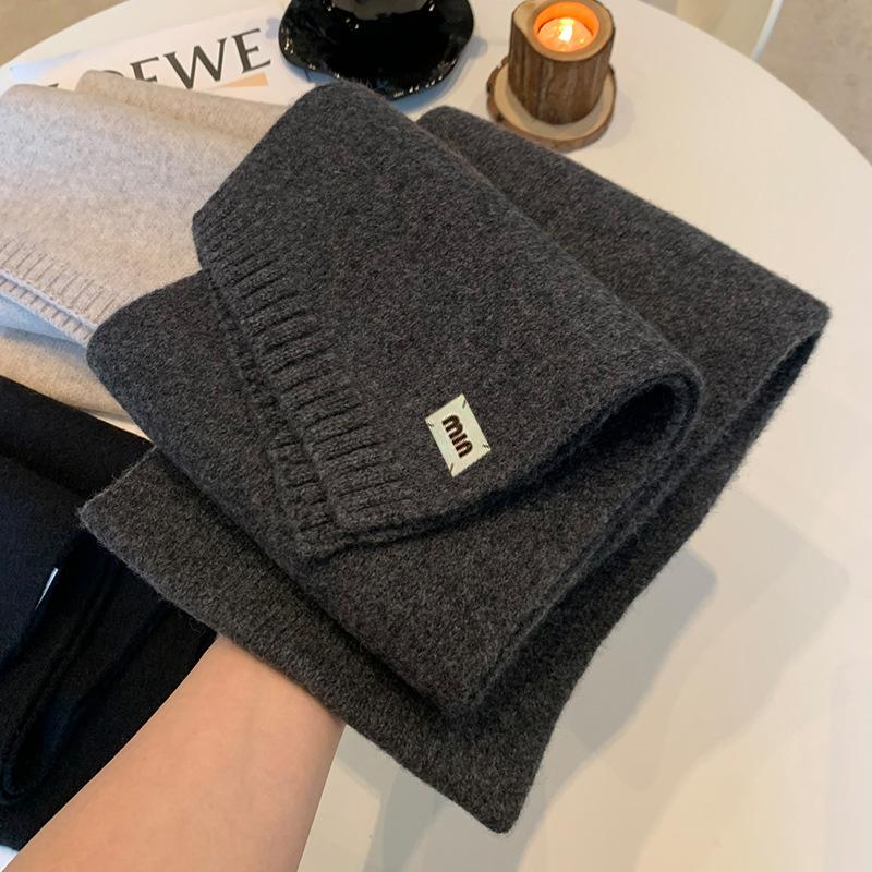 190G Wool Solid Color Knitted Scarf Female Students Autumn And Winter Warm Simple Fluffy Versatile Shawl