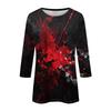 Women's Fashion Casual Round Neck 3/4 Sleeve Loose  Printed T-Shirt Ladies Top