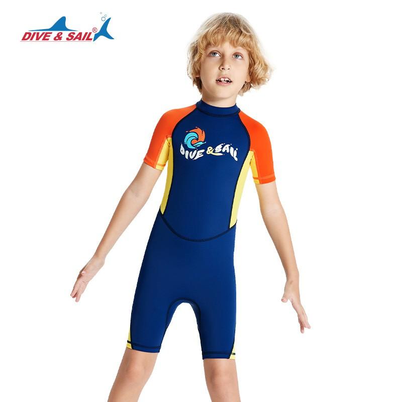 Boys Quick-Dry One-Piece Swimwear With UV Protection Beach Swimming Surfing Jellyfish Safety Small