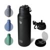 BOTTLE BOTTLE Water Bottle 1L Vacuum Insulated Stainless Steel 2-Way Lid with Straw Direct Drinking