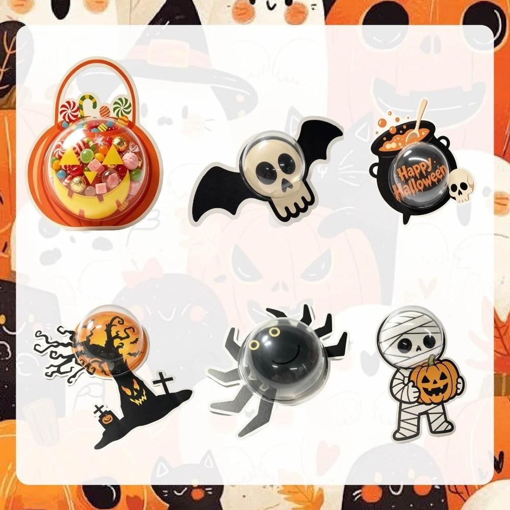 6 pcs Clear Plastic Halloween Candy Box Santa Claus DIY Gift Box Snack Packaging Box  Christmas