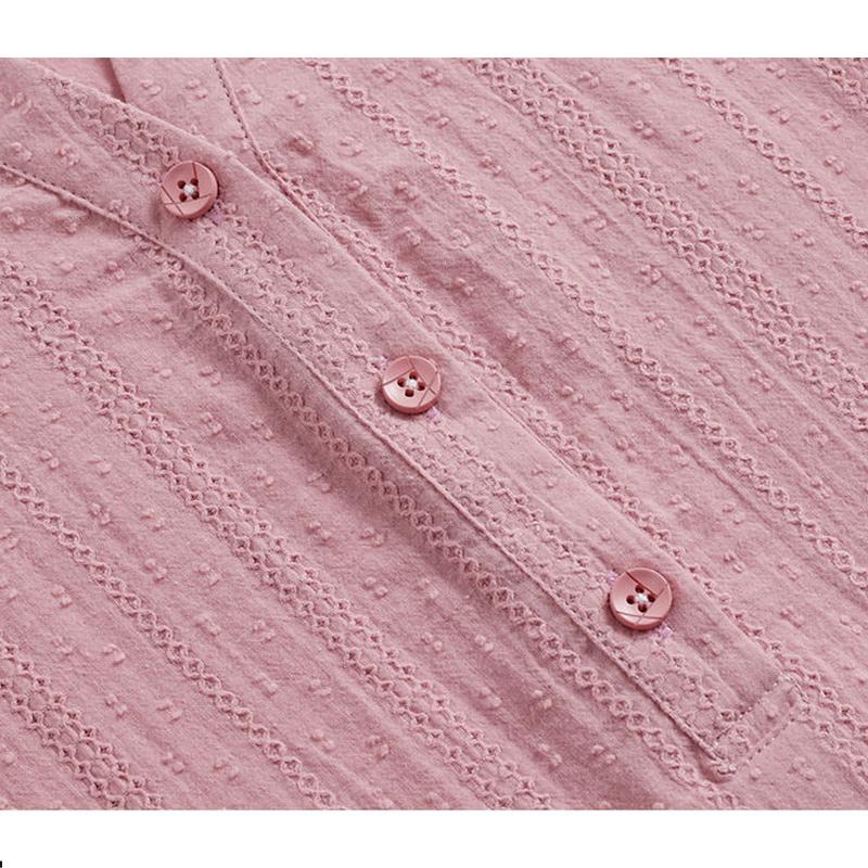 Spring Summer Women's Oversized Pure Cotton Loose Shirt Ladies 3/4 Sleeve Casual Solid Pullover Tops Women Simple Blouse