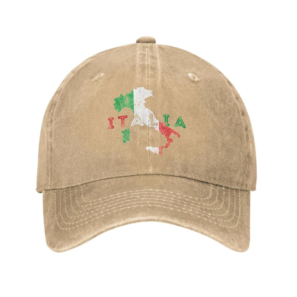 Italy Map And Flag Italian Italia Baseball Cap Retro Distressed Denim Snapback Cap For Men Women Summer Adjustable Fit Caps Hat