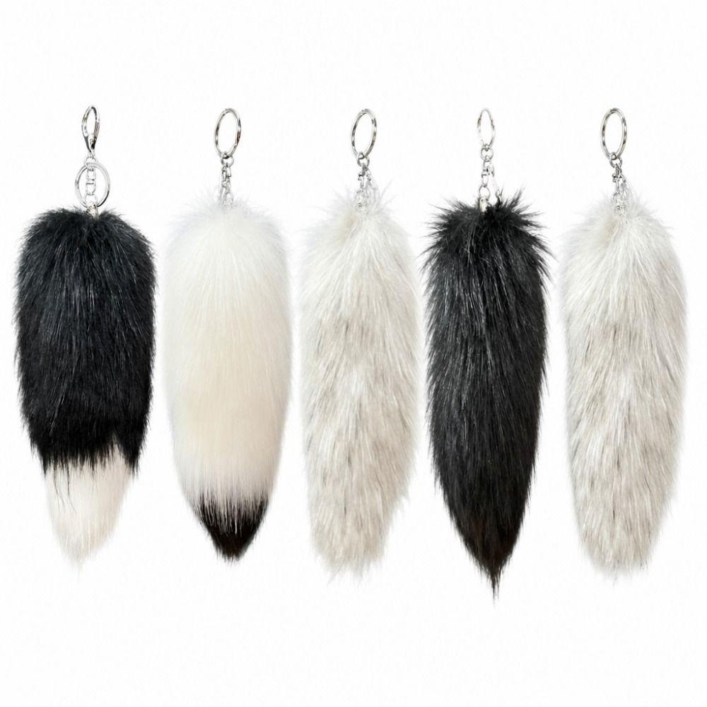 Plush Faux Fur Charm Long Tail Plush Tail Pendant Cute Plush Tail Keychain Handbag Accessory