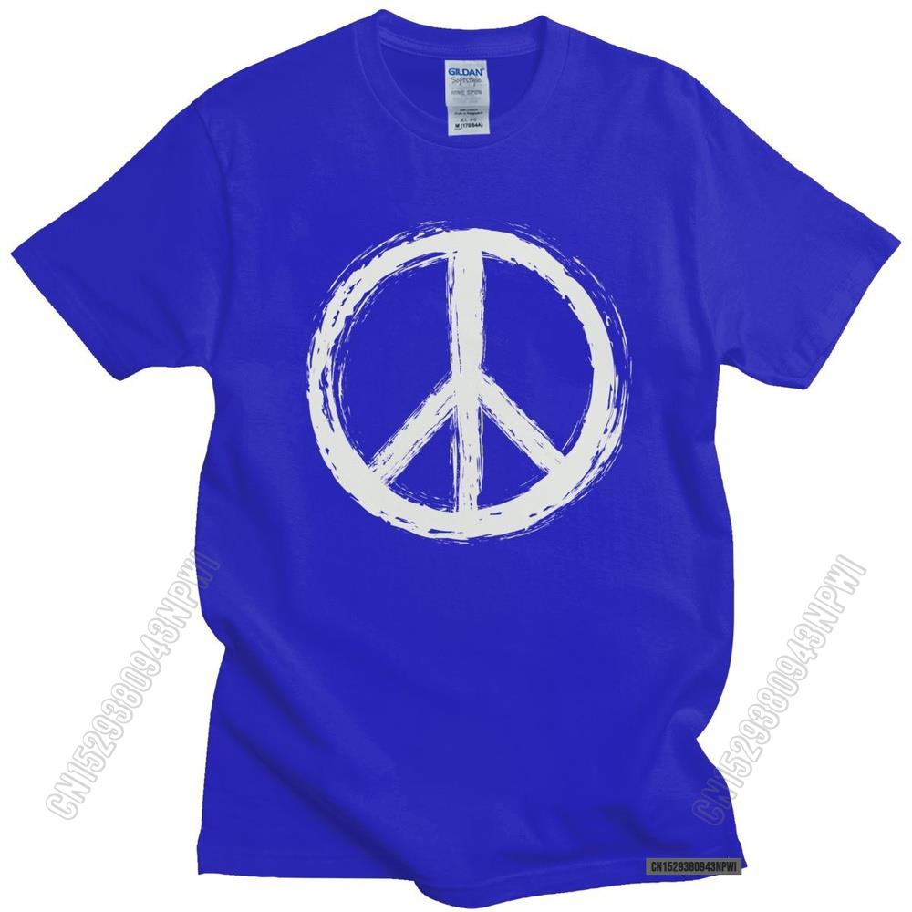 Vintage Peace Sign T Shirt Short Sleeve Casual Uniform Tee Tops 100% Cotton Urban Tshirt Slim Fit T-Shirt Merch