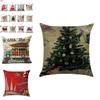 Festive Christmas Xmas Linen Cushion Cover With Elegant Single Side Printing Design