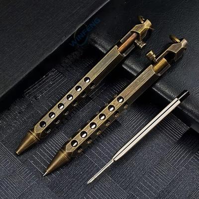 Hochwertiger tragbarer Messingstift Mittlere Spitze 1,0 mm Retro Kugelschreiber Bolzenmechanismus Glattes Schreiben Rollerballstift