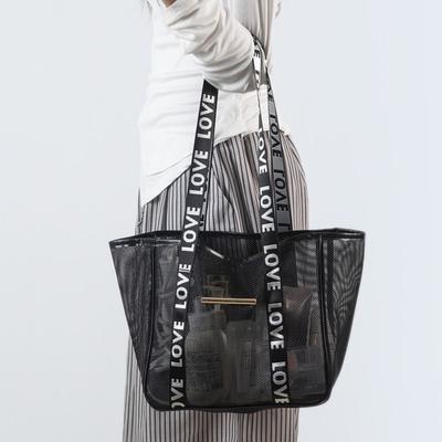 Draagbare Mesh Schoudertas Grote Capaciteit Transparante Make-up Opbergtas Hol Multifunctionele Strandtassen Dames