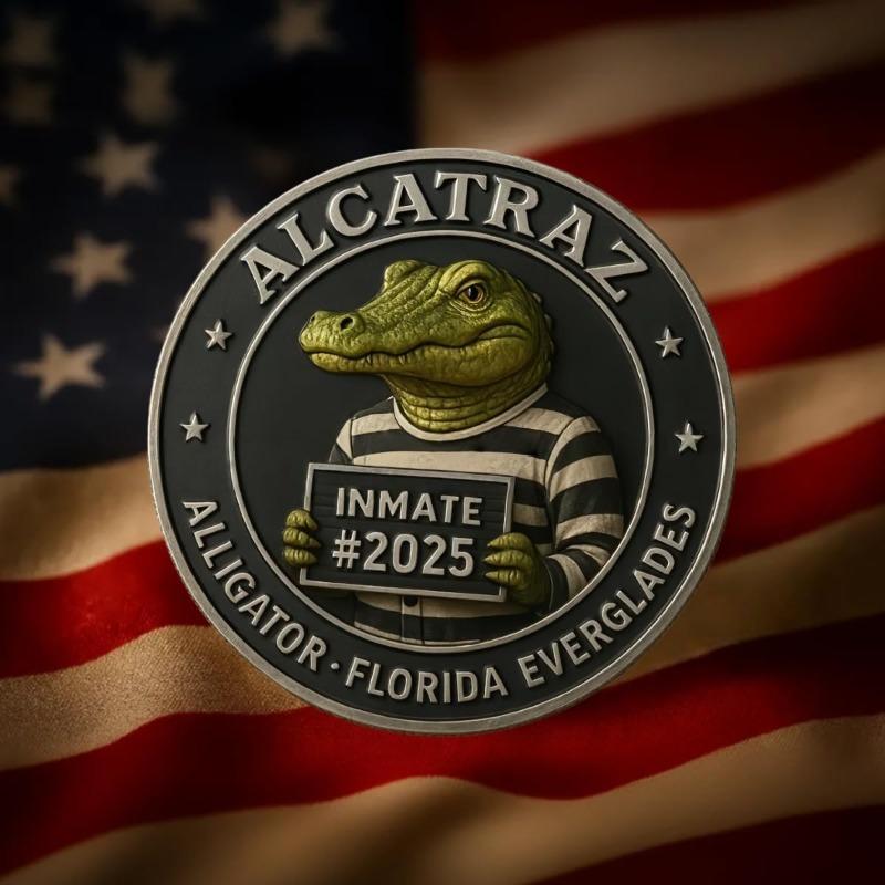 Alligator Alcatraz Inmate Mugshot Novelty Coin,Alcatraz Prison Memorabilia, Unique Collectible Challenge Coin, Unusual History Gift
