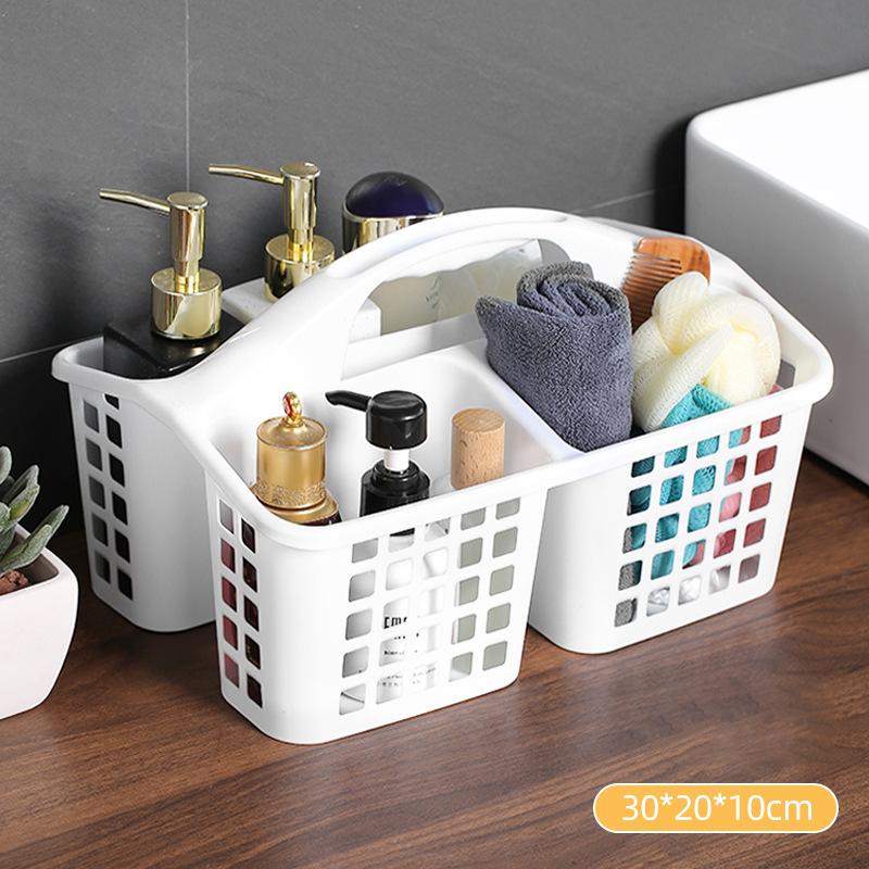 Plastic  Basket Portable Divided Cleaning Supply Storage Organizer With Handle For Dormitory Kitchen Bathroom