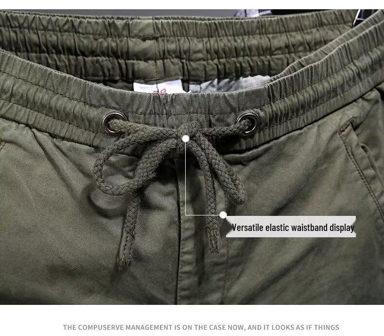 Men's Tactical Cargo Jogger Pants - Military Green, Outdoor Casual for Spring & Autumn Hiking