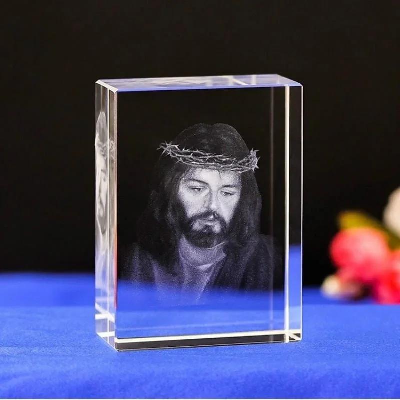 6 Arten Christlich Katholisch Jesus Porträt Kristall Ornamente Kreativ 3D Geschnitztes Kreuz Hausdekoration Zubehör Moderne Deko
