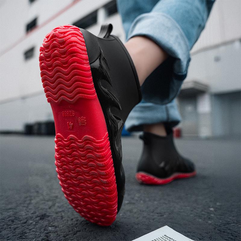 Water Shoes Men's Rain Shoes Men's Low-top Rain-proof Short Tube Non-slip Rain Boots Velvet Cotton Water Boots Work Rubber Shoes