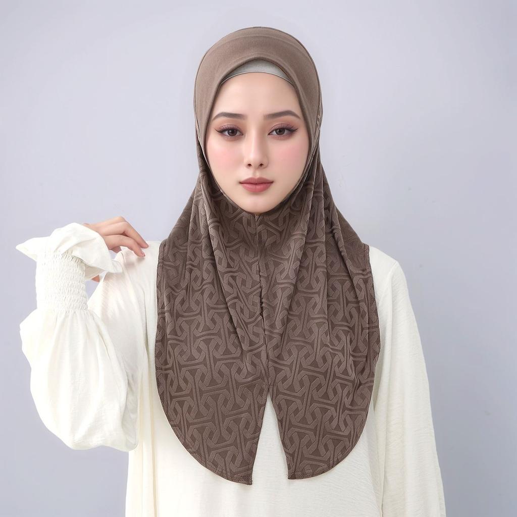 Fashion Floral Embroidery Cotton Instant Hijab For Muslim Women Headscarf Solid Head Wraps Inner Cap Bonnet Turban Bandana Eid