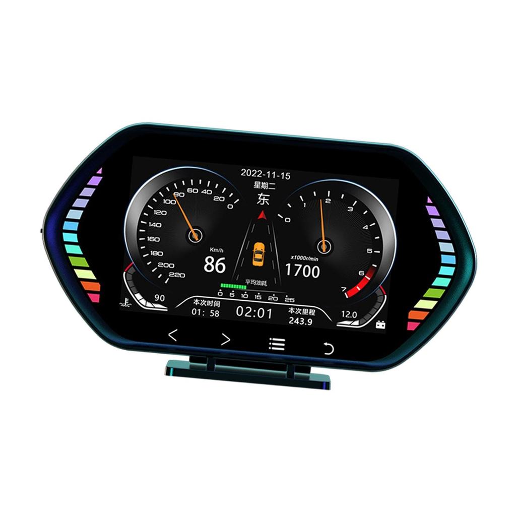 OBD2 Gauge Display 360 Degree Split Bracket Multifunctional Car Head Up Display OBD+GPS Smart Gauge for Most Vehicles