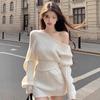 Korean Style One-Shoulder Knit Dress: Gentle, Versatile, Slimming Spring Bodycon Design for Women