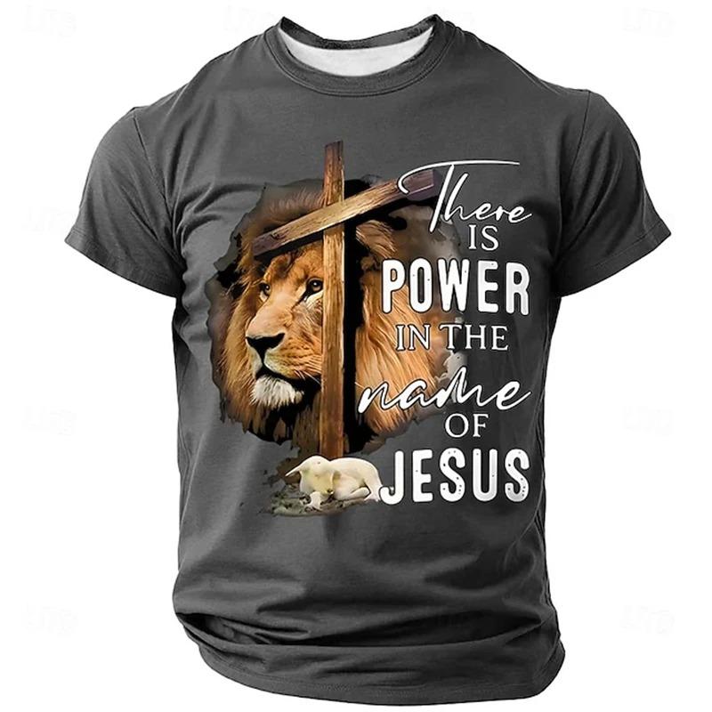 Fashionable Lion 3D Printed T-Shirt Men's & Women's Summer Casual Short Sleeve Wolf Tiger Lion Animal Print Pullover