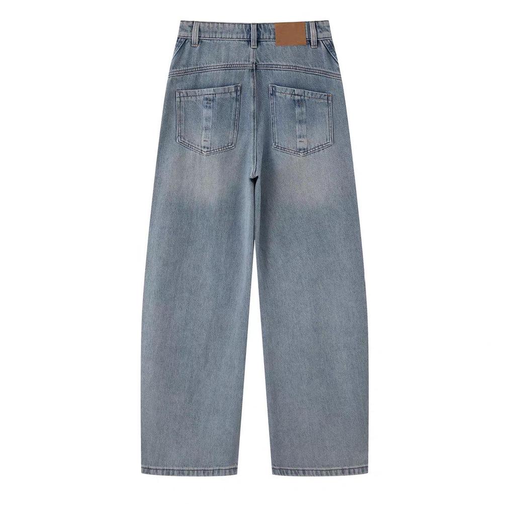 Spring 2026 Women's Versatile Slimming Wide-Leg Jeans - Curved-Leg Style BR321109