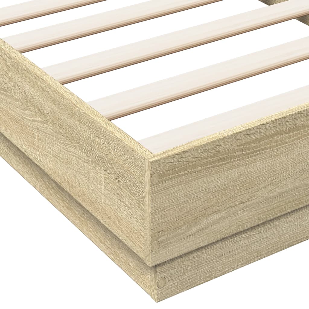 Bed Frame without Mattress Sonoma Oak Finish 75 x 190 cm Engineered Wood