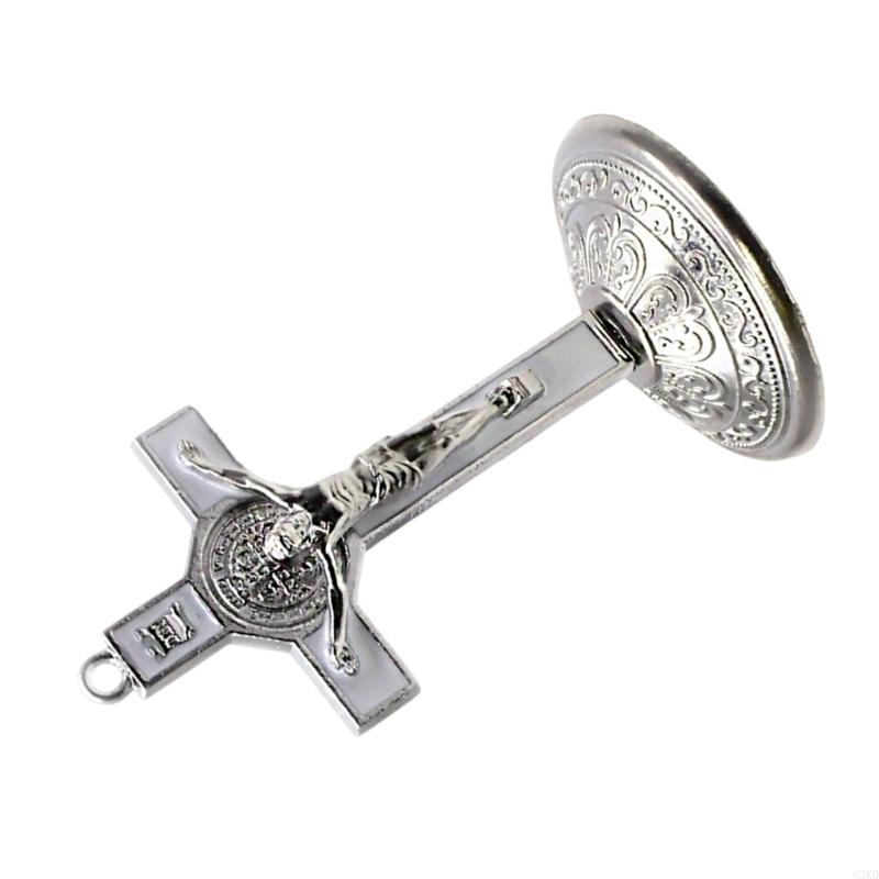 62KD Classical 9cm Crosses Figurine Alloy Standing Crucifix Figurine with Base Home Christian Decoration for Believers