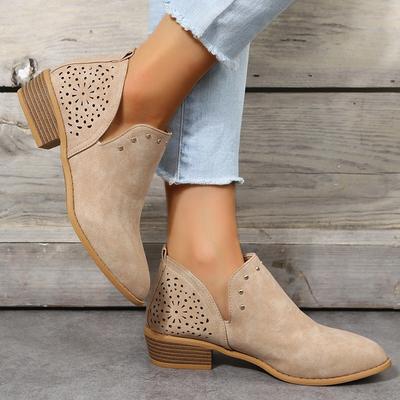 Damenstiefel Herbst und Winter neu Retro spitze Nieten niedriger Absatz Stiefeletten Damengröße Chelsea Boots