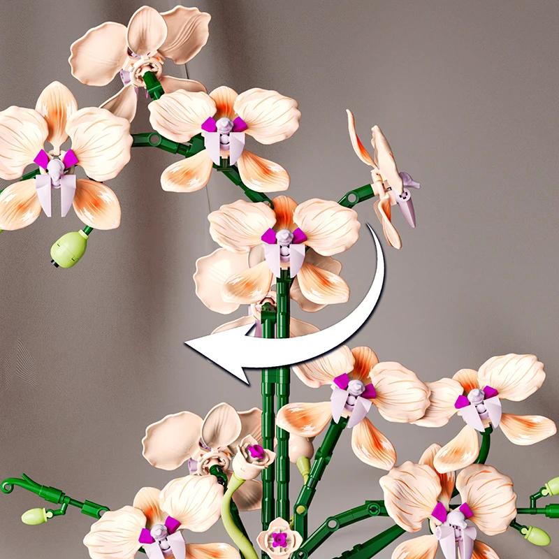 866 Teile Kreatives Bouquet Orchideenblumen Bausteine Romantische Heimdekoration Steine Spielzeug Valentinstagsgeschenk 10311