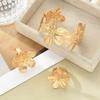 3Pcs/Set Fashion Metal Large Flower Splicing Bracelet for Women Trend Open Flowers Bangle Rings Sets Party Holiday Jewelry Gifts