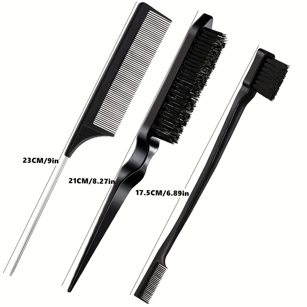 3pcs/set Hair Brush Set Edge Brush And Comb For Edge Control Wig And Baby Hair Brush Double Sided Hairline Brush Smooth Comb