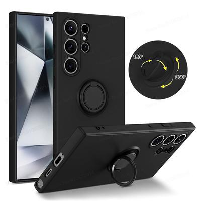 S24 Ultra 5G Magnetický prsten Stojan na telefon Skládací kryt Pro Samsung Galaxy S24 S25 S23 Ultra Plus S21 FE Matné pouzdro z tekutého silikonu