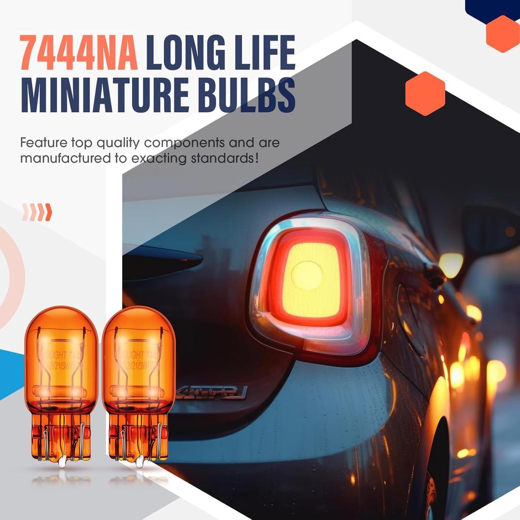 4 Pack 7444NA LED Bulbs 7444NA Long Life Miniature Bulbs Amber T20 12v 21/5w Automotive Lighting Reverse Lights Strobe Brake Backup Tail Turn Signal