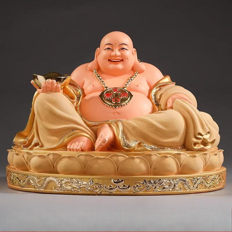 Resin Maitreya Buddha Ornament Wealth Recruiting Maitreya Buddha Ornament Home Decoration Chinese Style Decoration Crafts 24x7x16cm