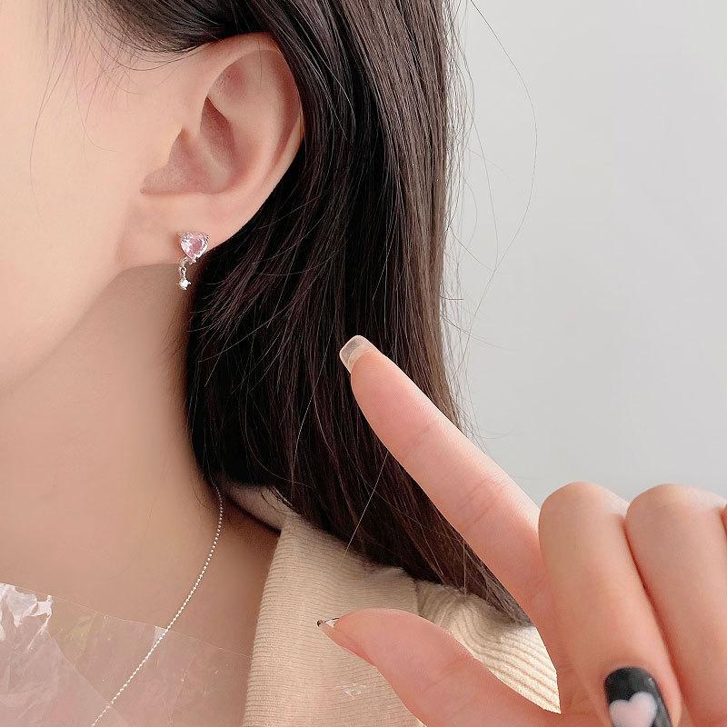 Love Tassel Earrings Sweet Pink Super Dreamy Girl Touching Peach Heart Student Earrings