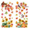 Seasonal Store Window Decorations Autumn Harvest Decals, Sunflower Maple Leaf Pumpkin Bird Static Cling Stickers, No Glue Glass Decals Reusable