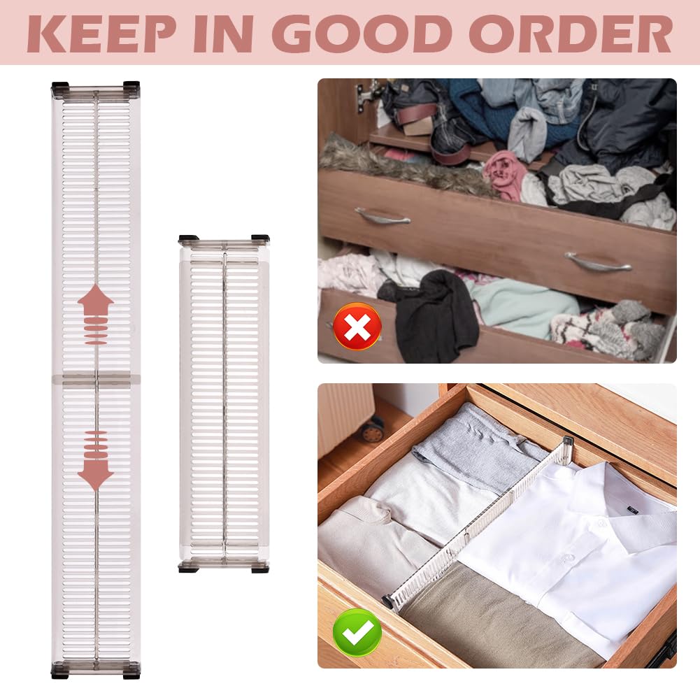 Expandable Drawer Dividers 10.8-20inch Adjustable Organizers for Kitchen Utensils Drawer Separators Dresser Drawer for Clothes
