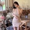 Apricot One-word Shoulder Dress Women's Clothing Summer Spice Girls Are Beautiful, Slim and Thin, Hip-wrapped Short Skirt, Sexy Pure Desire Skirt