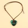 Resin Coraline Stone Necklace Chain Pendant Green Stone Necklace Triangles Charm Rope Chain Halloween Jewelry Accessory