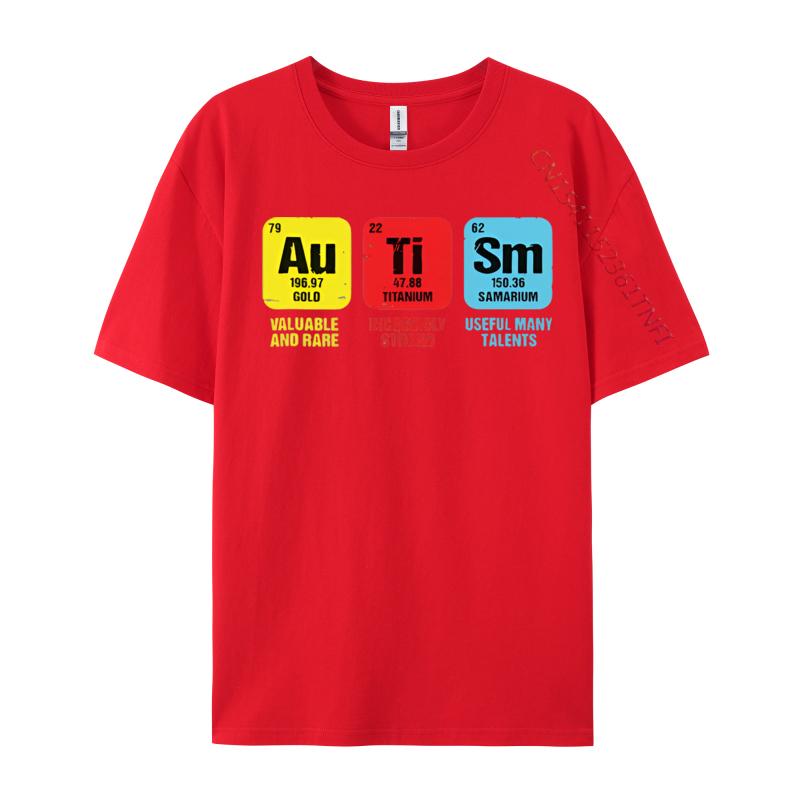 Autism Awareness Elements Periodic Tshirts Man Cotton TShirts Homme Camisas Classic Fashion Clothing