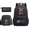 One Piece Luffy Anime Print Student Backpack Set 3 In 1 School Bag for Boys Girls with Pencil Case Tote Shoulder Bag
