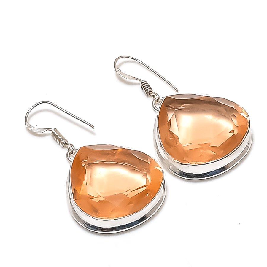 Натуральный камень морганит 925 пробы стерлинговое серебро Серьга 1,73 AE-11912