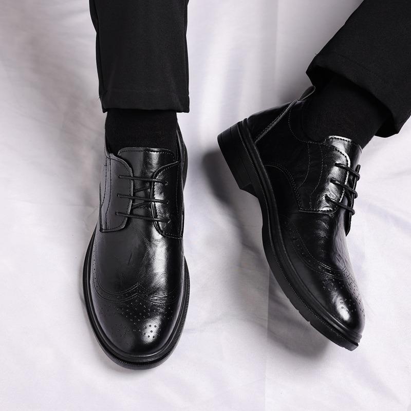 New spring men's shoes business casual British Brock leather shoes men's wedding shoes