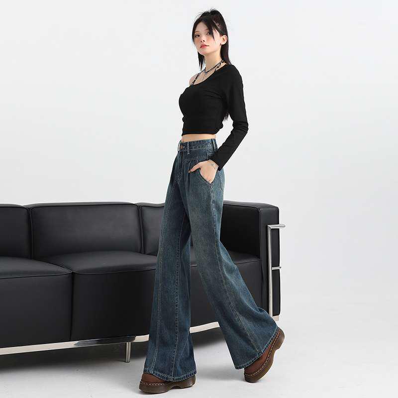 Vintage High-Waist Wide Leg Jeans Slimming Loose Fit for Women