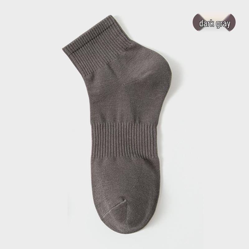 Men's Spring-Summer Mid-Calf Combed Cotton Socks - Anti-Pilling, Odor-Resistant, Thickened Sports Socks (Solid Color)