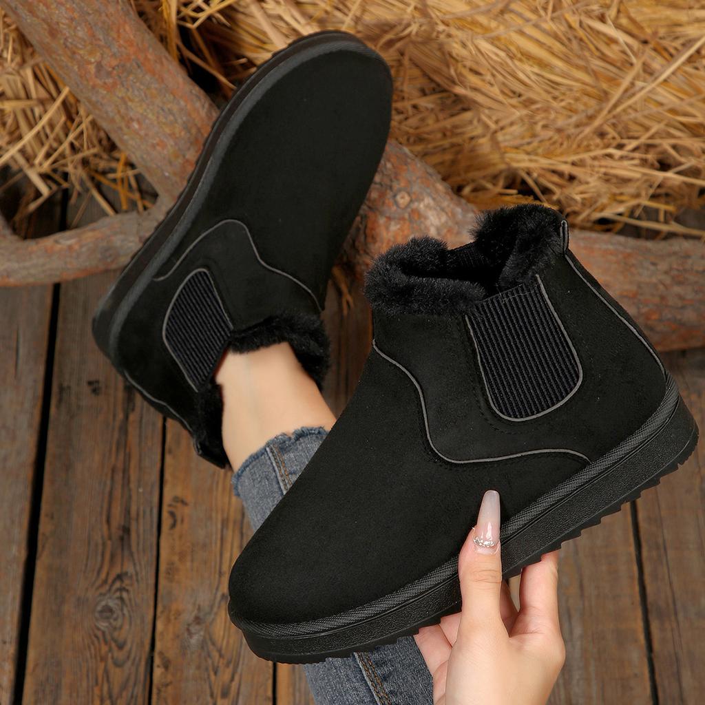 Fashion 2025 New Luxury Women Ankle Ankle Cotton Flat Platform Retro Shoes Outdoor Faux Snow Boots Buckle Short Warm Zapatos De Mujer
