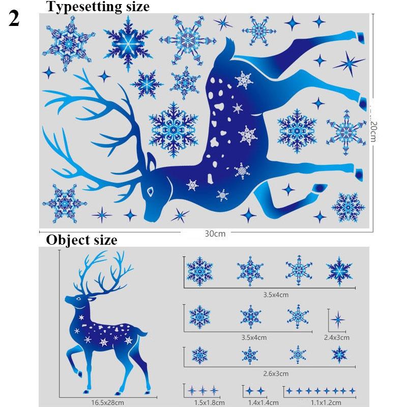 1 Pcs Christmas Window Glass Sticker Elk Snowflake Wall Stickers Xmas Decorations For Home Kids Room Christmas Decals New Year