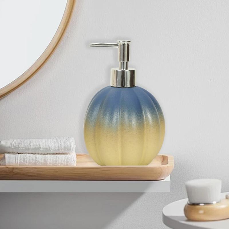 Ceramic Soap Dispenser Manual Lotion Pump for Harvest Sink Styling, Seasonal Bathroom and Kitchen Counter Accent