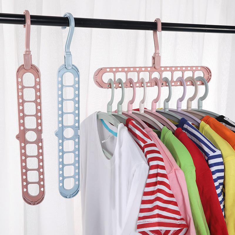 Adjustable Multi-Functional Nine-Hole Folding Clothes Rack for Dormitory and Home Storage