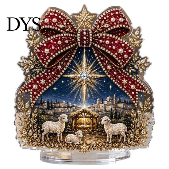Holiday Table Decorations for Party Christmas Faux Diamond Painting Tabletop Ornaments, Beginner-Friendly DIY Acrylic Rhinestone Art Gift Friends