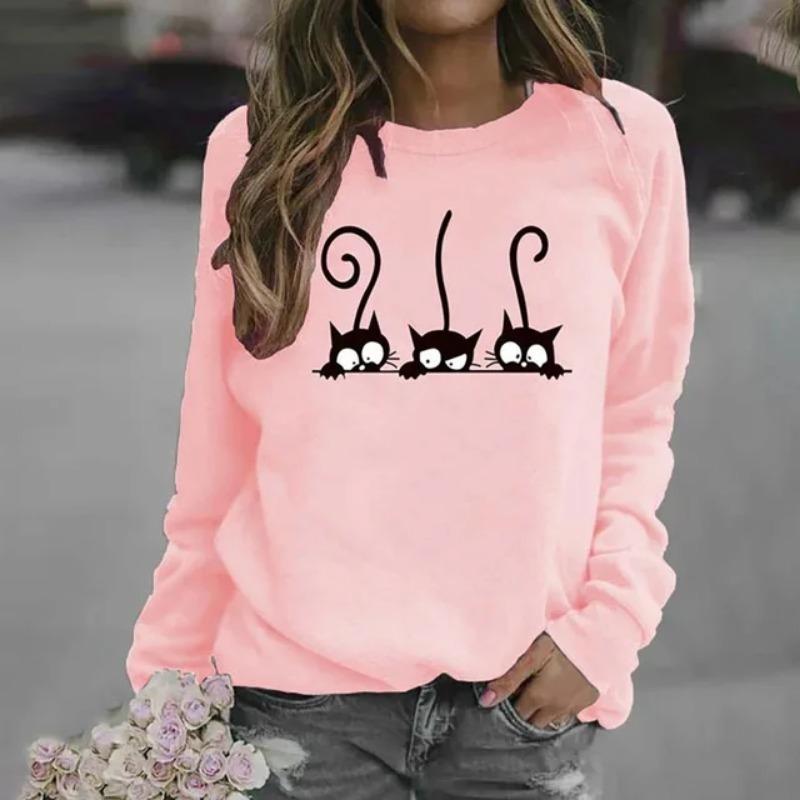Winter Women's Long Sleeve Tops Elegant 3d Clover Printed Casual Round Neck Long Sleeve Sweatshirts Hoodies Women Clothing