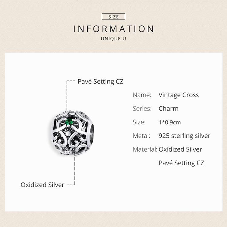 WOSTU 100% 925 Sterling Silver Wrap-Around Filigree Charms Fit Bracelets Silver Jewelry Making